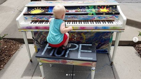 Public piano in Des Moines, Iowa, United States