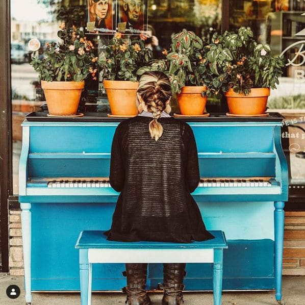 Public piano in Calgary, Alberta, Canada
