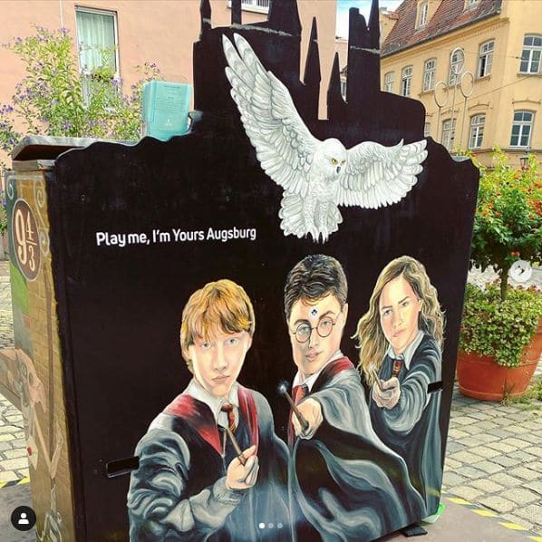 Public piano in Augsburg, Bavaria, Germany