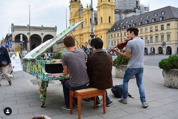 Public piano in Munich, Bavaria, Germany
