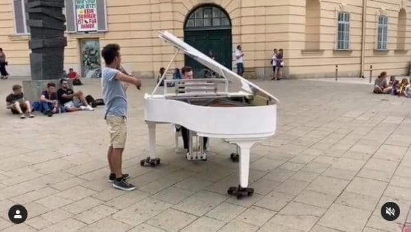 Photo of Platz Der Menschenrechte Wien at Marcus Omofuma Stone, Platz der Menschenrechte, KG Neubau, Neubau, Vienna, 1070, Austria. Happy world music day! 🎶\nAlex and I played…