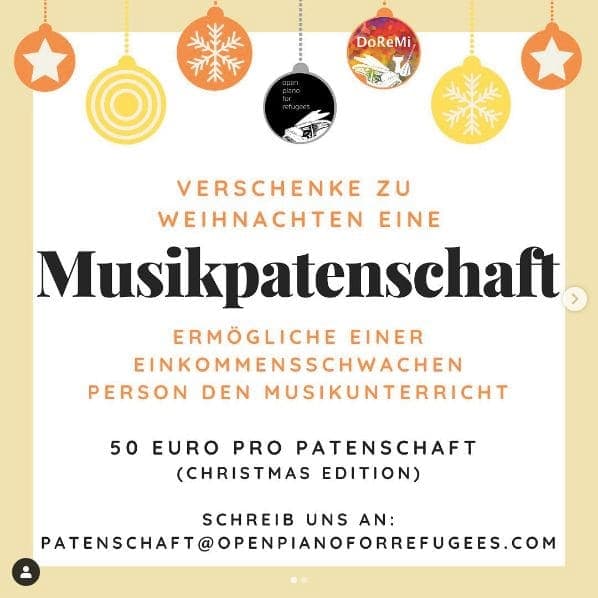 Photo of Open Piano for Refugees at 65, Nussdorfer Straße, Thurygrund, KG Alsergrund, Alsergrund, Vienna, 1090, Austria. Weihnachtsaktion: Verschenke dieses Jahr zu Weihnachten…