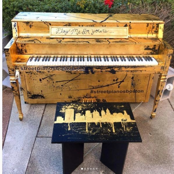 Public piano in Newton, Massachusetts, United States