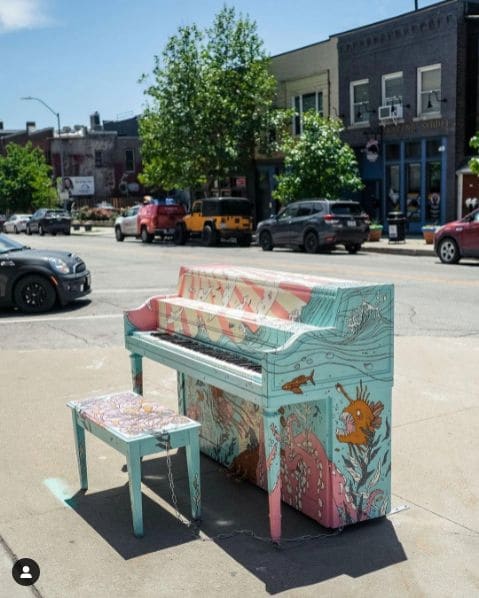 Public piano in Des Moines, Iowa, United States