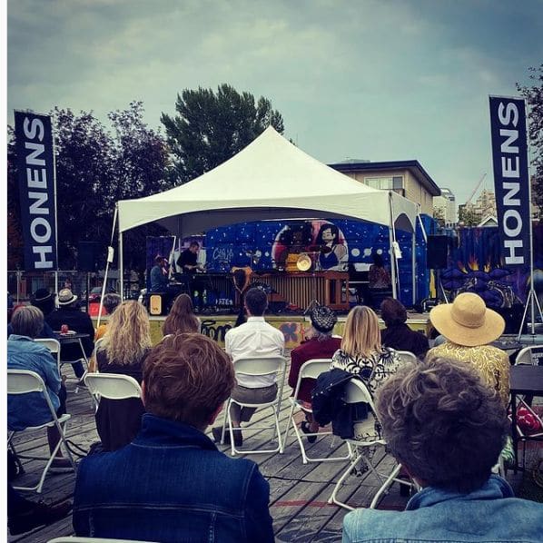 Public piano in Calgary, Alberta, Canada
