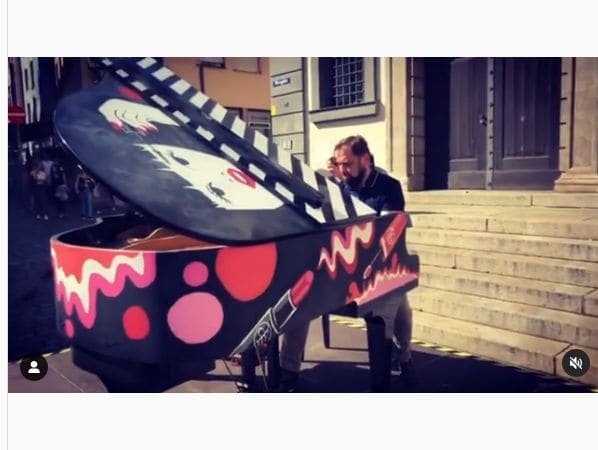 Public piano in Augsburg, Bavaria, Germany