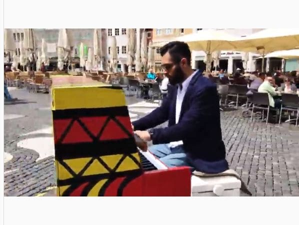 Public piano in Munich, Bavaria, Germany