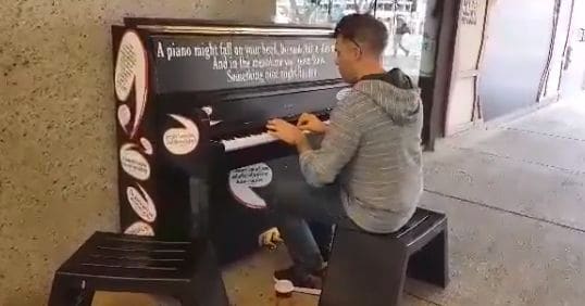 Public piano in Brisbane City, Queensland, Australia