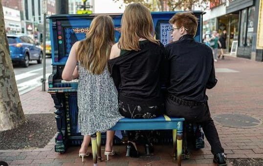 Public piano in Cambridge, Massachusetts, United States