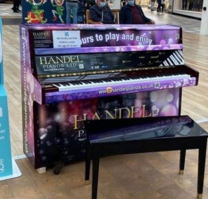 Public piano in Surrey Heath, England, United Kingdom