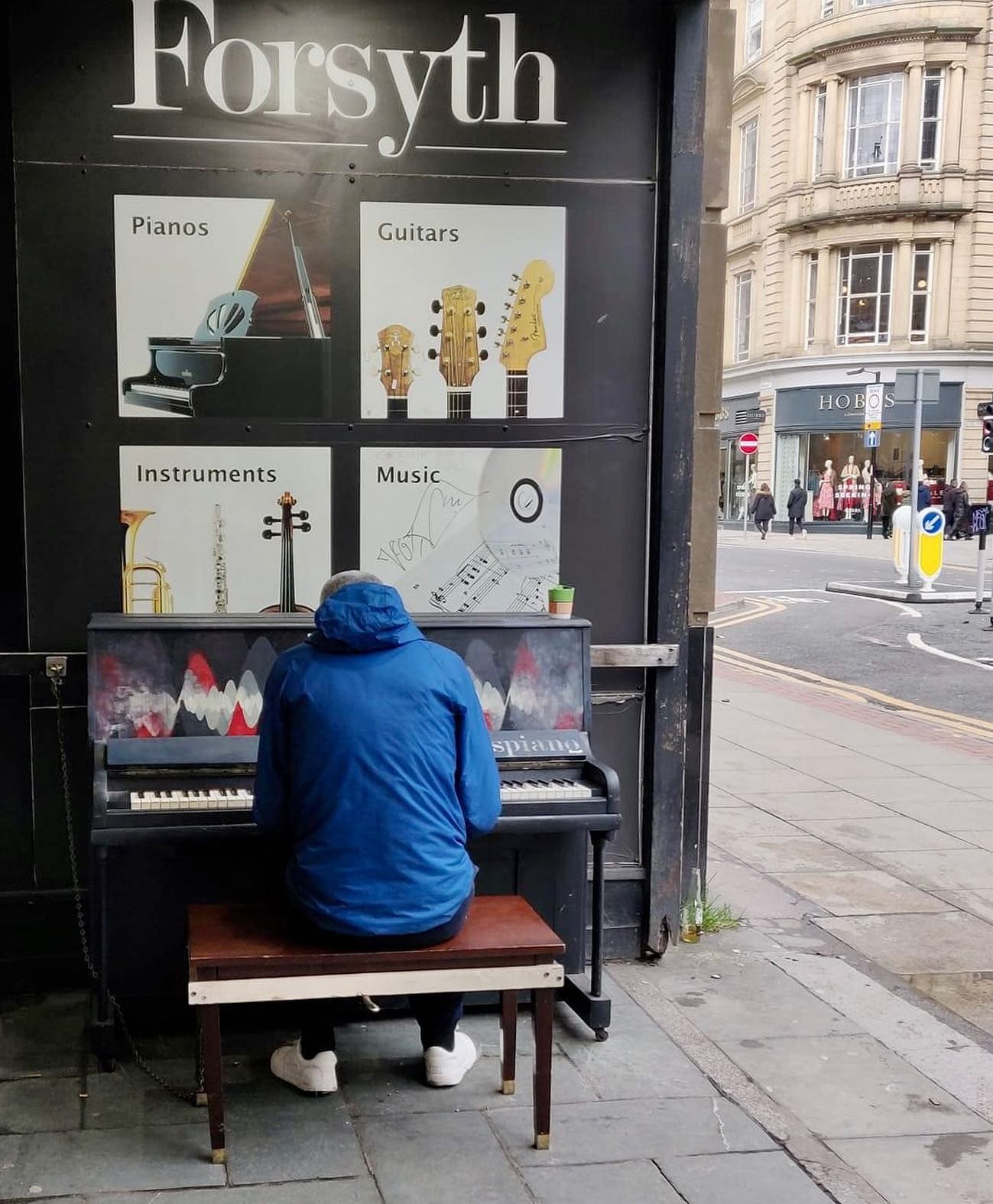 Public piano in Manchester, England, United Kingdom
