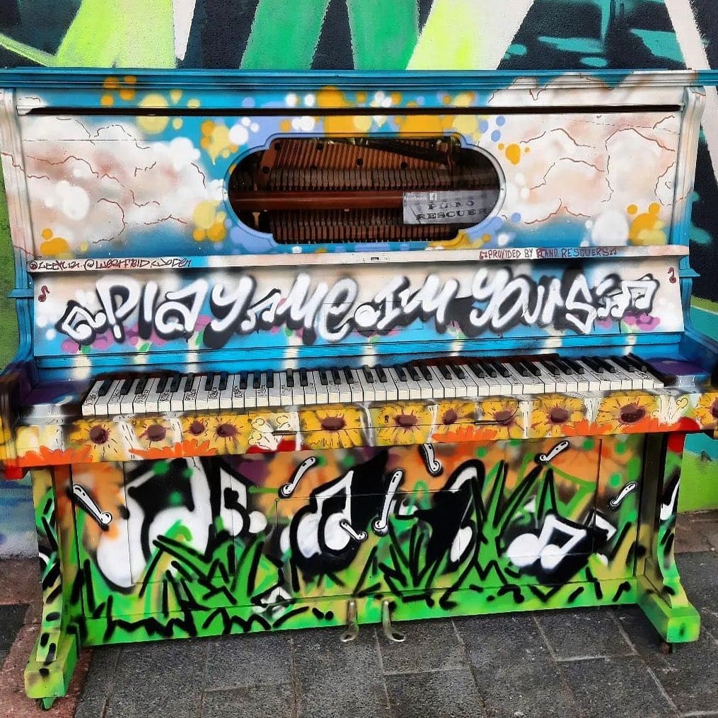 Public piano in Hancock County, Iowa, United States