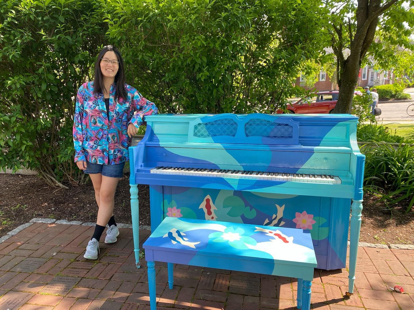 Public piano in Newton, Massachusetts, United States